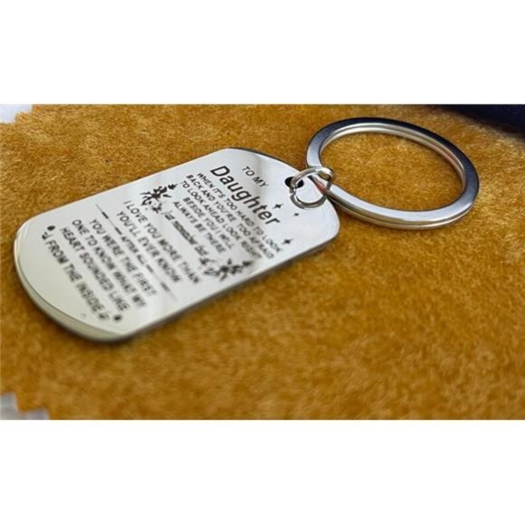 FLAPI Stainless Steel To My Daughter Daughters Gifts Dog Tag Keychain Key ring - Picture 4 of 4